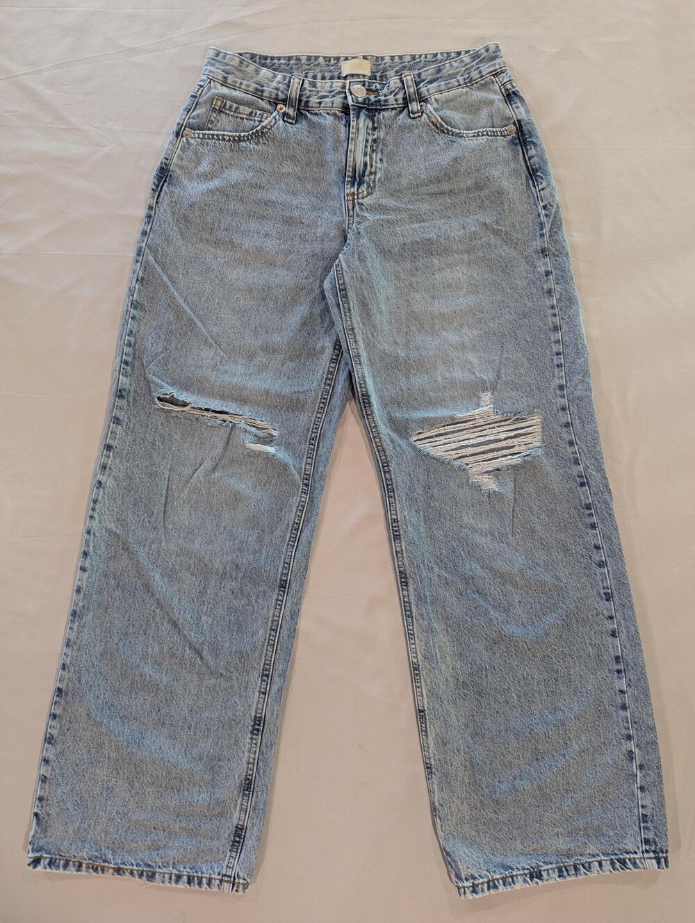 Simple Society Jeans Juniors 3 Blue Light Wash High Rise Wide Leg Distressed